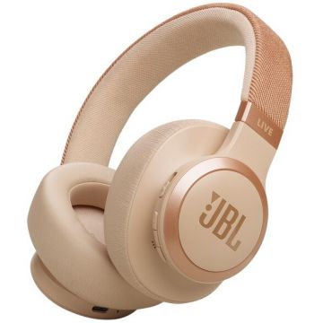 JBL Casti audio wireless over-ear JBL, Live 770NC, True Adaptive NC, Bluetooth, Multi-Point, Bej
