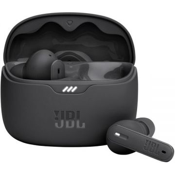JBL Casti in-ear JBL Tune Beam, True wireless, Active Noise Cancelling, Bluetooth, 4 Microfoane, Autonomie 48H, IP54, Negru