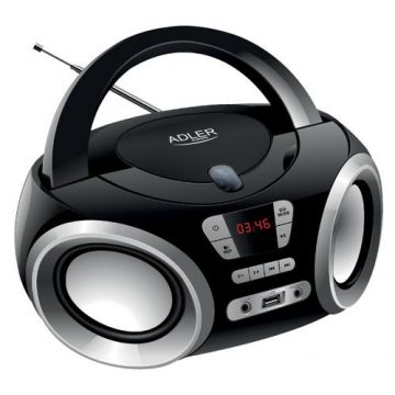 Sistem audio Adler AD 1181 CD Boombbox, 2x2 W, CD Player, FM 87.6-108 MHz, USB (Negru)