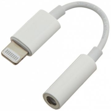 Adaptor audio iPhone Lightning MFI la jack 3.5mm T-M 10cm Alb, KIPOD51