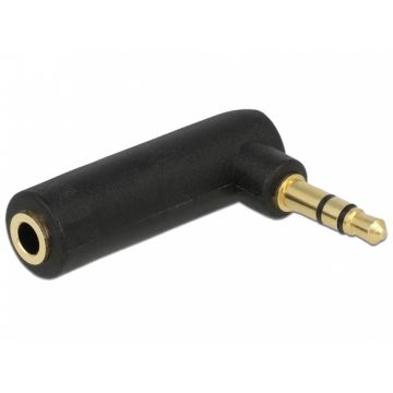 Adaptor audio jack stereo 3.5 mm 3 pini T-M unghi, Delock 65364