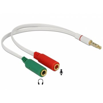 Adaptor Stereo jack 3.5mm la 2 x jack 3.5mm pentru casca + microfon (iPhone) T-M, Delock 65447