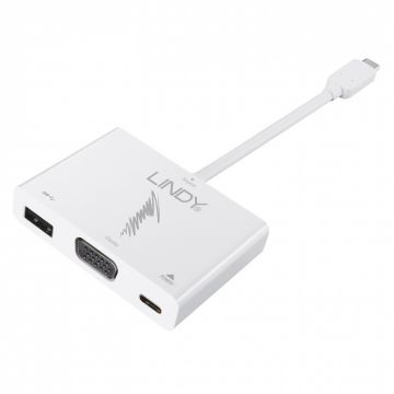 Adaptor USB 3.1 tip C la VGA si USB-A + alimentare, Lindy L43230