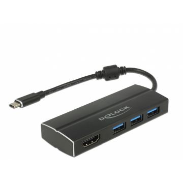 Adaptor USB-C 3.1 la HDMI-A (DP Alt Mode) 4K 30Hz + 3 x USB, Delock 63931