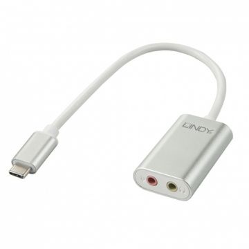 Adaptor USB tip C la 2 x jack stereo casca + microfon T-M 0.17m, Lindy L42711