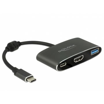 Adaptor USB tip C la HDMI (DP Alt Mode) 4K 30 Hz + USB-A + PD (power delivery), Delock 62991