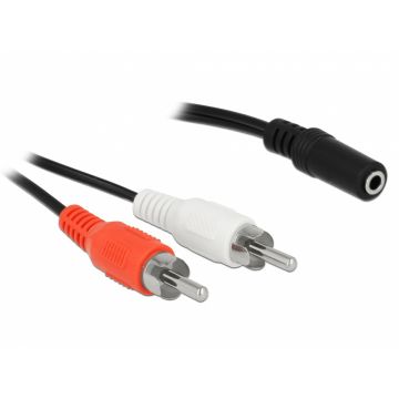 Cablu 2 x RCA la jack stereo 3 pini 3.5mm T-M 1.4m, Delock 85808