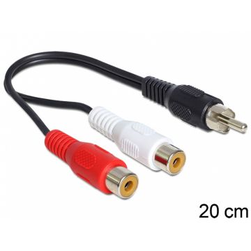 Cablu 2 x RCA la RCA M-T 0.2m, Delock 84493