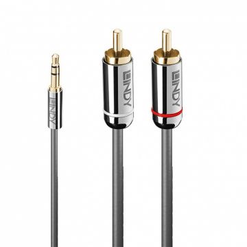 Cablu audio jack 3.5mm la 2 x RCA 10m T-T Antracit Cromo Line, Lindy L35337