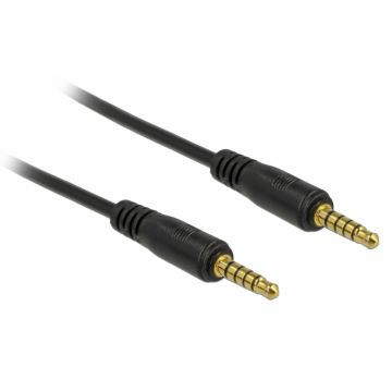 Cablu audio jack stereo 3.5 mm 5 pini T-T 2m Negru, Delock 85697