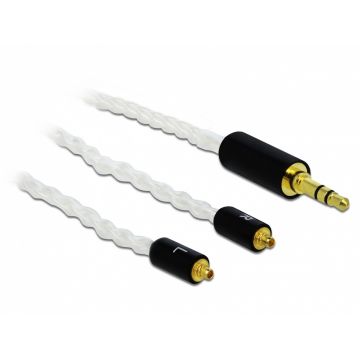 Cablu audio jack stereo 3.5mm 3 pini la 2 x MMCX T-T 1.2m, Delock 85845