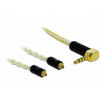 Cablu audio jack stereo 3.5mm 4 pini unghi 90 grade la 2 x MMCX T-T 1.25m, Delock 85847