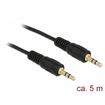 Cablu audio stereo Jack 3.5mm T-T 5m Negru, Delock 84438