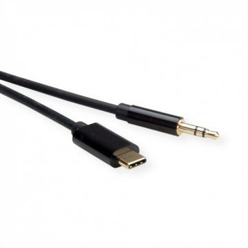 Cablu audio USB-C la jack stereo 3.5mm T-T Negru 3m, Roline 12.03.3218