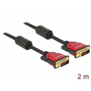 Cablu DVI-D Dual Link 24+1pini ecranat Premium 2m, Delock 84345
