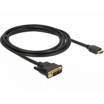 Cablu DVI-D Single Link 18+1pini la HDMI T-T 2m, Delock 85584