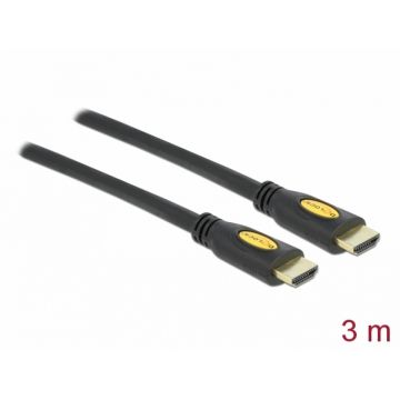 Cablu HDMI High Speed 4K30Hz T-T 3m Negru, Delock 82454