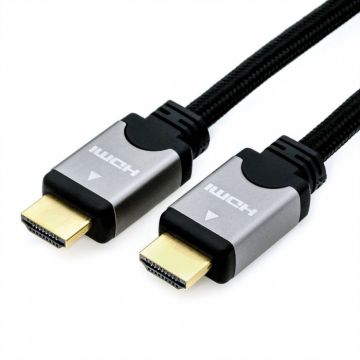 Cablu HDMI High Speed + Ethernet T-T 10m Negru/argintiu, Roline 11.04.5855