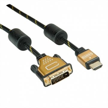 Cablu HDMI la DVI 24+1 pini T-T GOLD 2m, Roline 11.04.5891