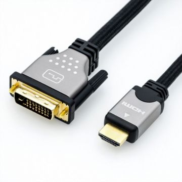 Cablu HDMI la DVI-D 24+1 pini T-T 2m, Roline 11.04.5871