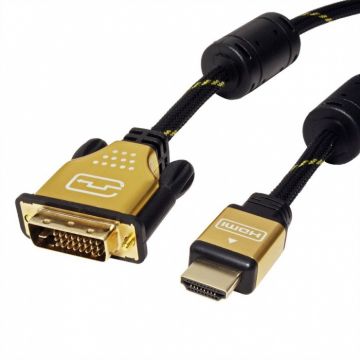 Cablu HDMI la DVI-D Dual Link 24+1 pini T-T GOLD 3m, Roline 11.04.5892