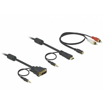 Cablu HDMI la DVI-D SIngle Link 18+1pini, audio 5m, Delock 84457