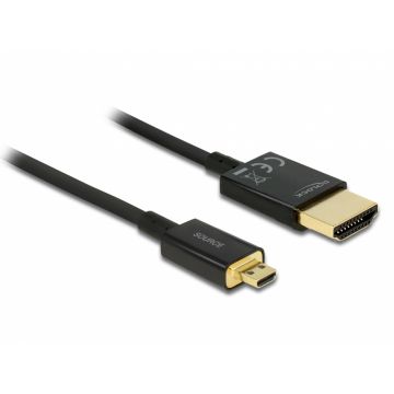 Cablu HDMI la micro HDMI-D T-T 3D 4K 4.5m Activ Slim Premium, Delock 84785