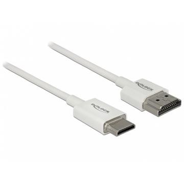 Cablu HDMI la mini HDMI-C T-T 3D 4K 0.25m Slim Premium Alb, Delock 85140