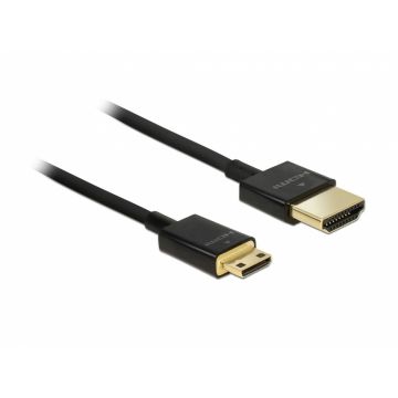 Cablu HDMI la mini HDMI-C T-T 3D 4K 0.5m Slim Premium, Delock 84787