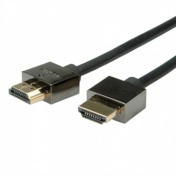 Cablu HDMI v1.4 Slim High Speed + Ethernet T-T 1m Negru, Roline 11.04.5591