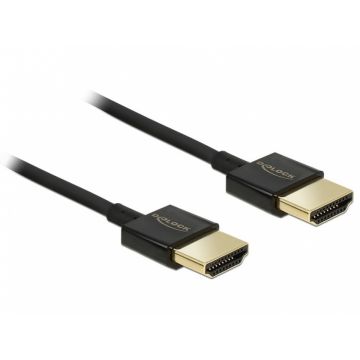 Cablu HDMI v2.0 3D 4K T-T 0.25m Slim Premium, Delock 85117