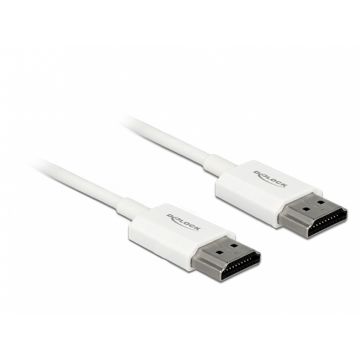 Cablu HDMI v2.0 3D 4K T-T 4.5m Activ Slim Premium Alb, Delock 85139