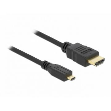 Cablu micro-D HDMI la HDMI 4K v1.4 T-T 1m Negru, Delock 82661