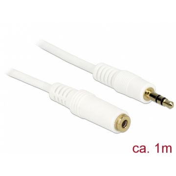 Cablu prelungitor audio jack 3.5mm 1m Alb, Delock 83765