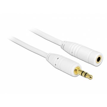 Cablu prelungitor audio jack 3.5mm 2m Alb, Delock 83767