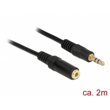 Cablu prelungitor audio jack 3.5mm 2m Negru, Delock 83766