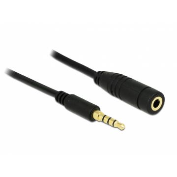 Cablu prelungitor audio jack 3.5mm 4 pini T-M 1m, Delock 84666