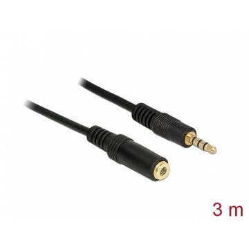 Cablu prelungitor audio jack 3.5mm 4 pini T-M 3m, Delock 84668