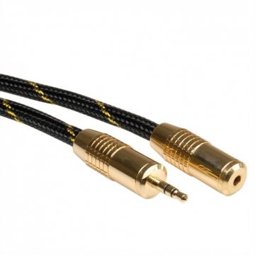 Cablu prelungitor audio Jack 3.5mm GOLD T-M ecranat 2.5m, Roline 11.09.4753
