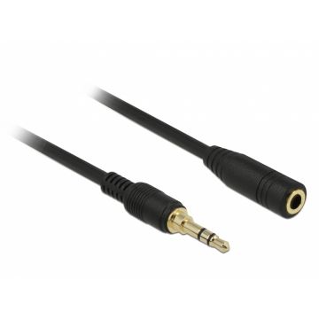 Cablu prelungitor audio jack 3.5mm (pentru smartphone cu husa) 3 pini T-M 0.5m Negru, Delock 85574