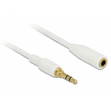 Cablu prelungitor audio jack 3.5mm (pentru smartphone cu husa) 3 pini T-M 1m Alb, Delock 85577