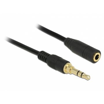 Cablu prelungitor audio jack 3.5mm (pentru smartphone cu husa) 3 pini T-M 1m Negru, Delock 85576