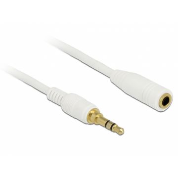 Cablu prelungitor audio jack 3.5mm (pentru smartphone cu husa) 3 pini T-M 2m Alb, Delock 85579