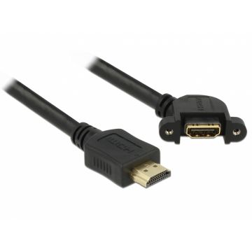 Cablu prelungitor HDMI tip A T-M panel-mount unghi 110 grade 4K 30 Hz 0.5m, Delock 85467