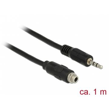 Cablu prelungitor jack stereo 3.5mm montare panou T-M 1m, Delock 85116