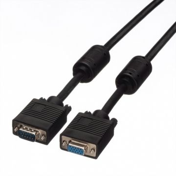 Cablu prelungitor VGA High Quality T-M ecranat + ferita 2m, Roline 11.04.5352