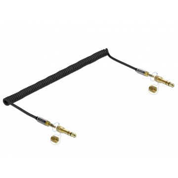 Cablu spiralat jack stereo 3.5mm 3 pini T-T + adaptor 6.35mm 3m, Delock 85838