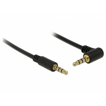 Cablu Stereo Jack 3.5 mm 4 pini unghi 3m T-T Negru, Delock 84742