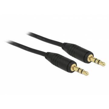 Cablu stereo jack 3.5mm 3 pini Negru T-T 1m, Delock 83744