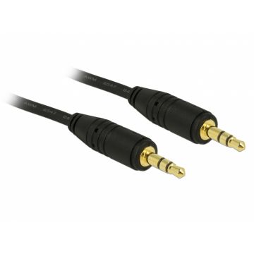 Cablu stereo jack 3.5mm 3 pini Negru T-T 2m, Delock 83746